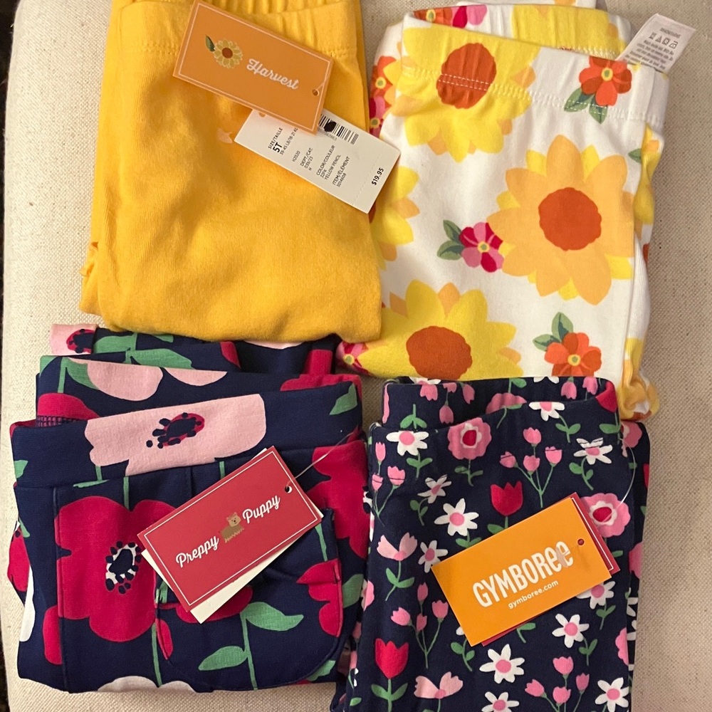 Gymboree bundle Preppy Puppy & Harvest 4 pieces pants & leggings 3 NWT size 5T